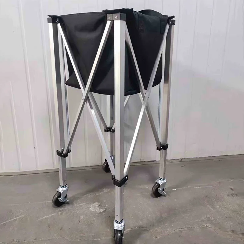 كرة تنس محمولة خفيفة الوزن، كرة بيكلبول، سلة هوبر رياضية من الألومنيوم قابلة للطي، عربة كرة تنس للتدريب على المدرب #5