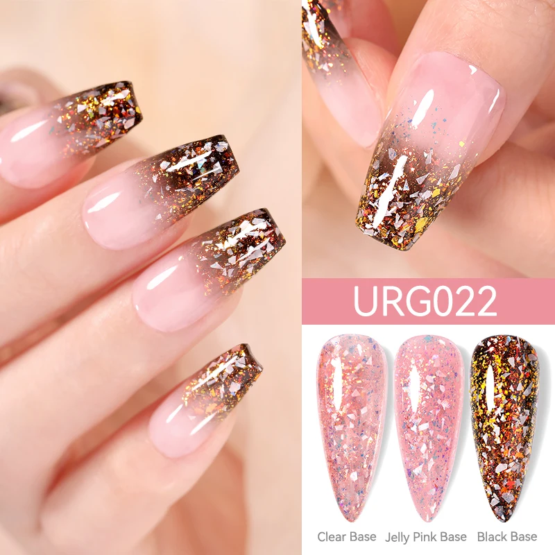 UR SUGAR 7ml Gold Glitter Mineral Gel Sparkling Nail Gel Polish Semi Permanent Soak Off UV LED Nail Art Varnish Manicure