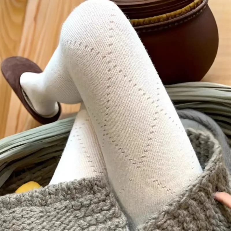 2025 الخريف الشتاء محبوك جوارب مخططة للنساء خمر ضوء الحرارية التخسيس بسيط تنوعا جوارب طويلة الملابس الداخلية طماق #1