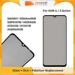 2pcs S25 S20FE Front Outer Glass Lens With OCA Glue Polarizer Film For Samsung S12 S21FE A32 A52S A52 Screen Repair Replacement