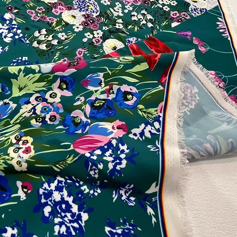 Tissu en polyester ou coton imprimé de plantes et de fleurs pour femmes, matériel de couture fait à la main, robe et chemisier, Europe et Amérique, gril de bricolage