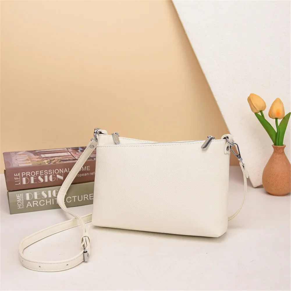 New Fashion Female Shoulder Bag Casual Light Solid Color Women Shoulder Crossbody Bag Double Layer Zipper Pocket Trend Phone Bag