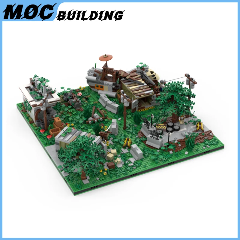 Moc Building Blocks Apocalypse World Diorama Street View Model Doomsday Road Diner Traffic Area DIY Creative Bricks Toys Gifts