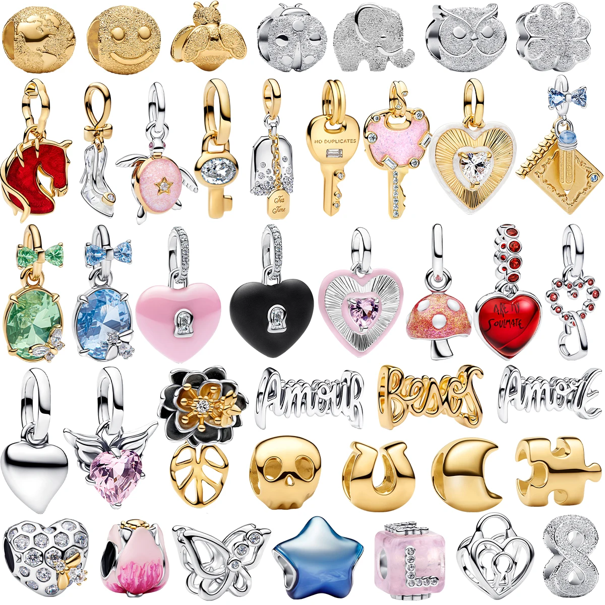 

Новые подвески из стерлингового серебра 925 пробы, разноцветное сердце, пчела, цветок, замок для ключей, бусины-бабочки, браслеты, ожерелья, женские ювелирные изделия своими руками, подарок