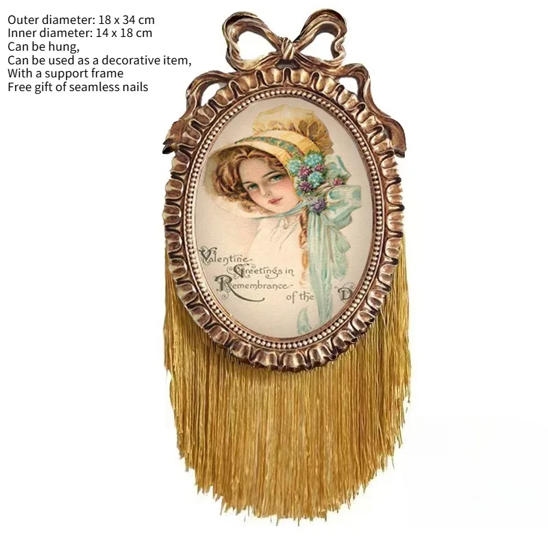 European Style Retro Bowknot Tassel Photo Frame Tabletop Decoration French Niche Decorative Paintings Art Frames Wall Decoration