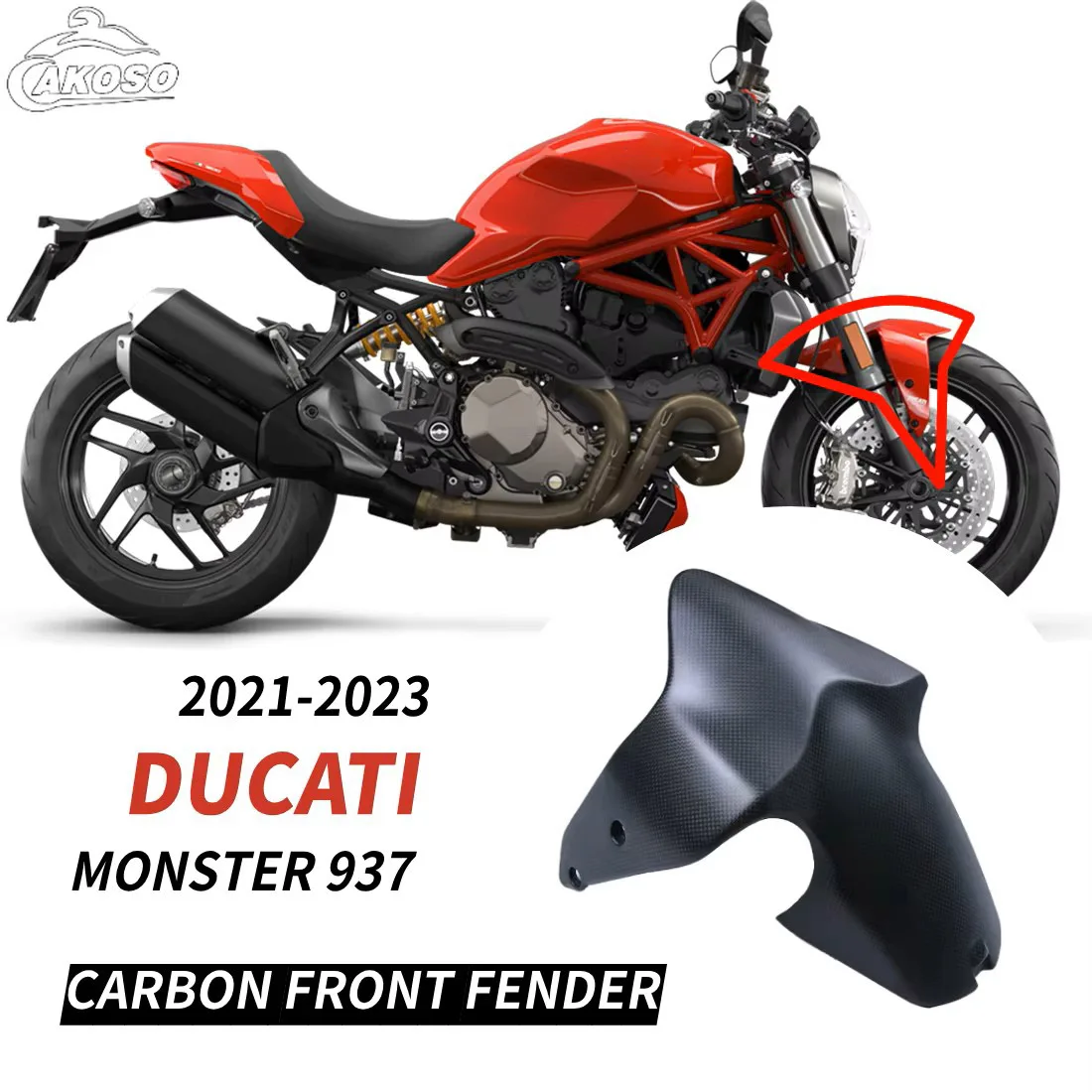 For DUCATI Monster 937 2021-2023 Carbon Fiber Front Fender Modified Accessories Moto Pure 3k Dry Carbon