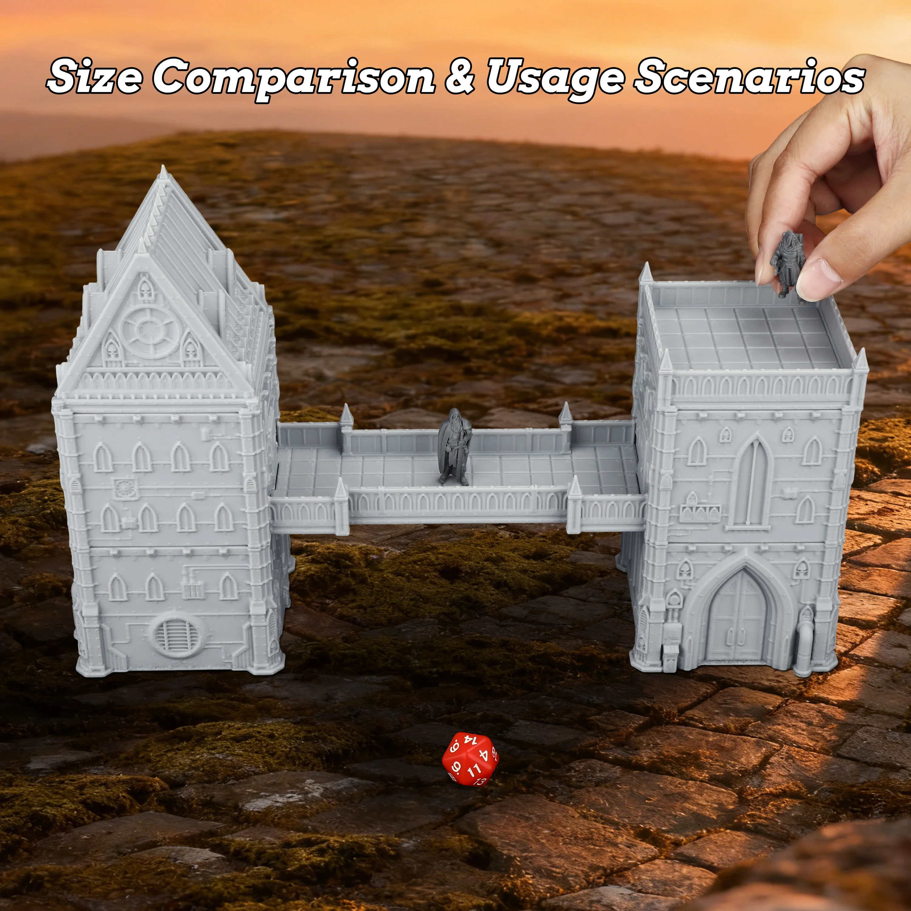 Fantasy Twin Towers Miniature Terrain Building Set | Gothic TTRPG Miniature Architecture, Easy-to-Assemble, RPG Storytelling