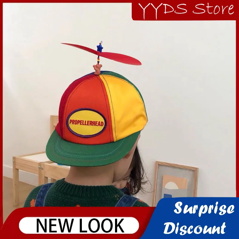 Parent-child Propeller Children's Hat Summer Cotton Sunscreen Hat Bamboo Dragonfly Letter Embroidery Baseball Cap