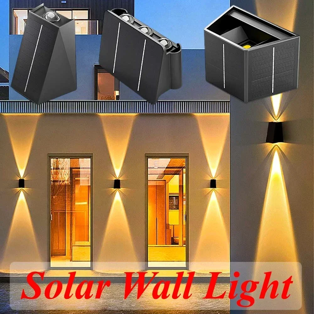 Waterproof Wall Light Outdoor Solar Lights for Garden Decor Waterproof Sconce Facade Lamp Decoracion Exterior Wall Lighting