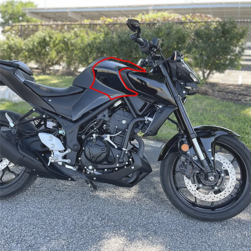 حسنا-ألياف الكربون دراجة نارية الملحقات خزان الوقود غطاء جانبي هدية حماية ل MT-03 2021-2023 #5