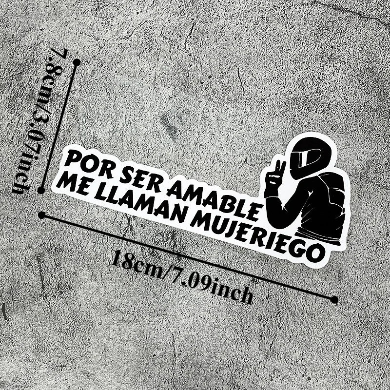 Spanish Quote POR SER AMABLE Sticker 1PC Waterproof Vinyl Decal for Motorcycle Scooter Car Window Laptop Glass Decoration