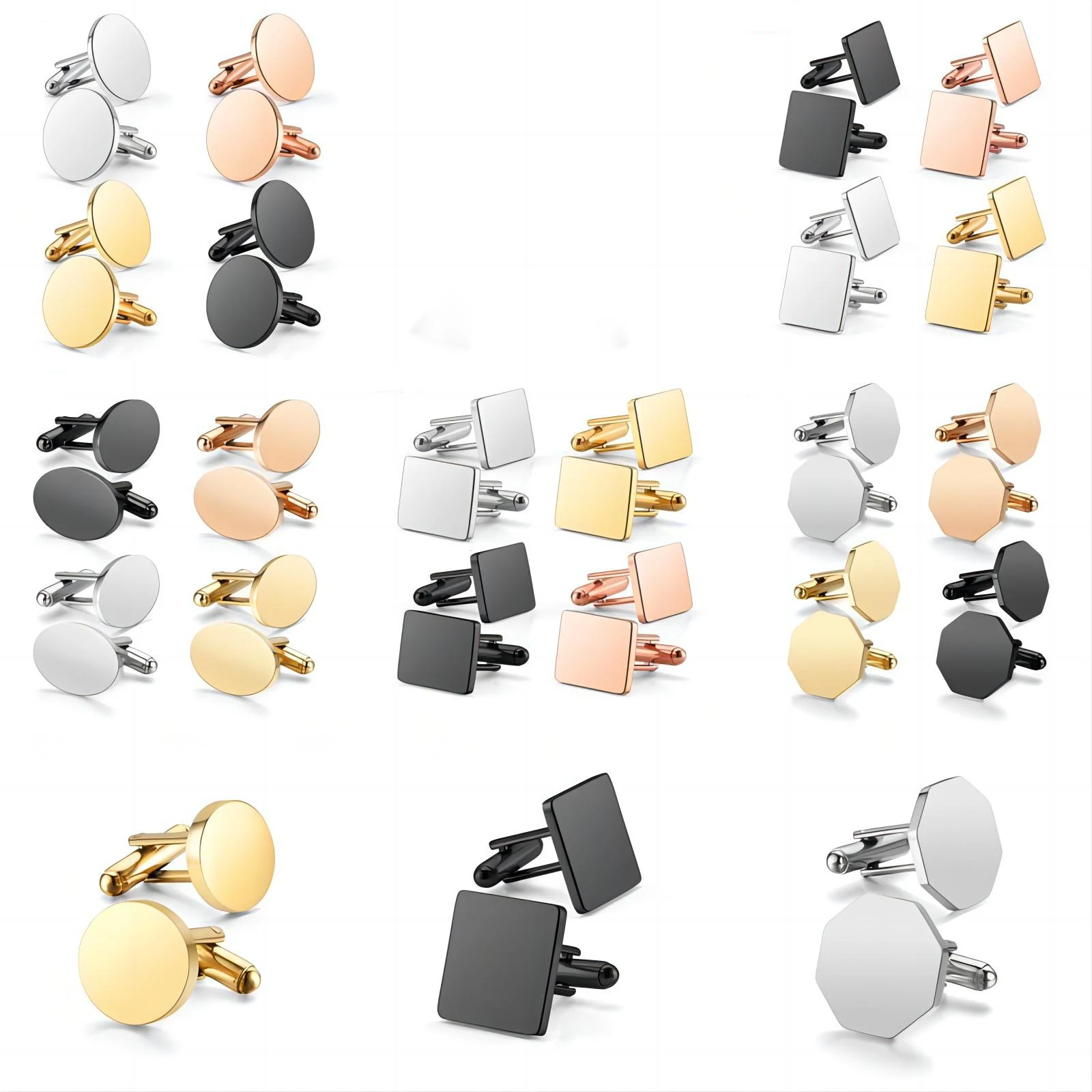 Freeteeme موضة 1 زوج أزرار أكمام للرجال النساء الفولاذ المقاوم للصدأ زر زوجين عشاق الكفة وصلة الزفاف عيد ميلاد مجوهرات هدية