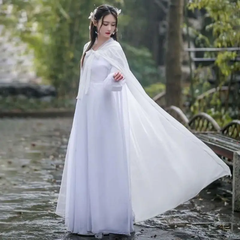 1Pc Women Chinese Style Solid Color Simplicity Cloak Robe Hanfu Spring Summer Antique Adult Shawl Photography Clothing