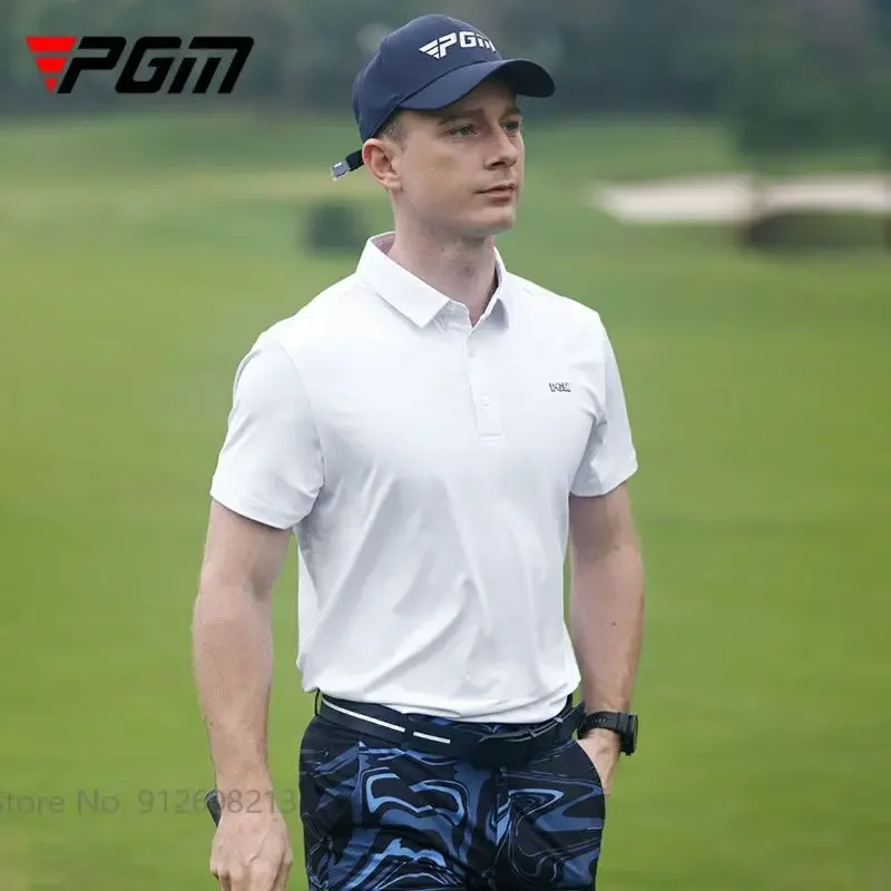 PGM Summer Short-sleeved Tops Men Outdoor Breathable Golf T-shirts for Man Soft Cooling Polo Shirts Anti-sweat Sportswear M-XXL