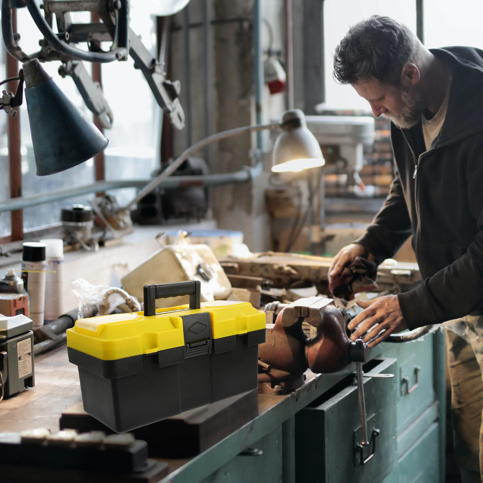 

Mechanics Tool Box Plastic Large Capacity Heavy Duty Portable Tool Storage Organizer Waterproof Toolbox for Electrician Car