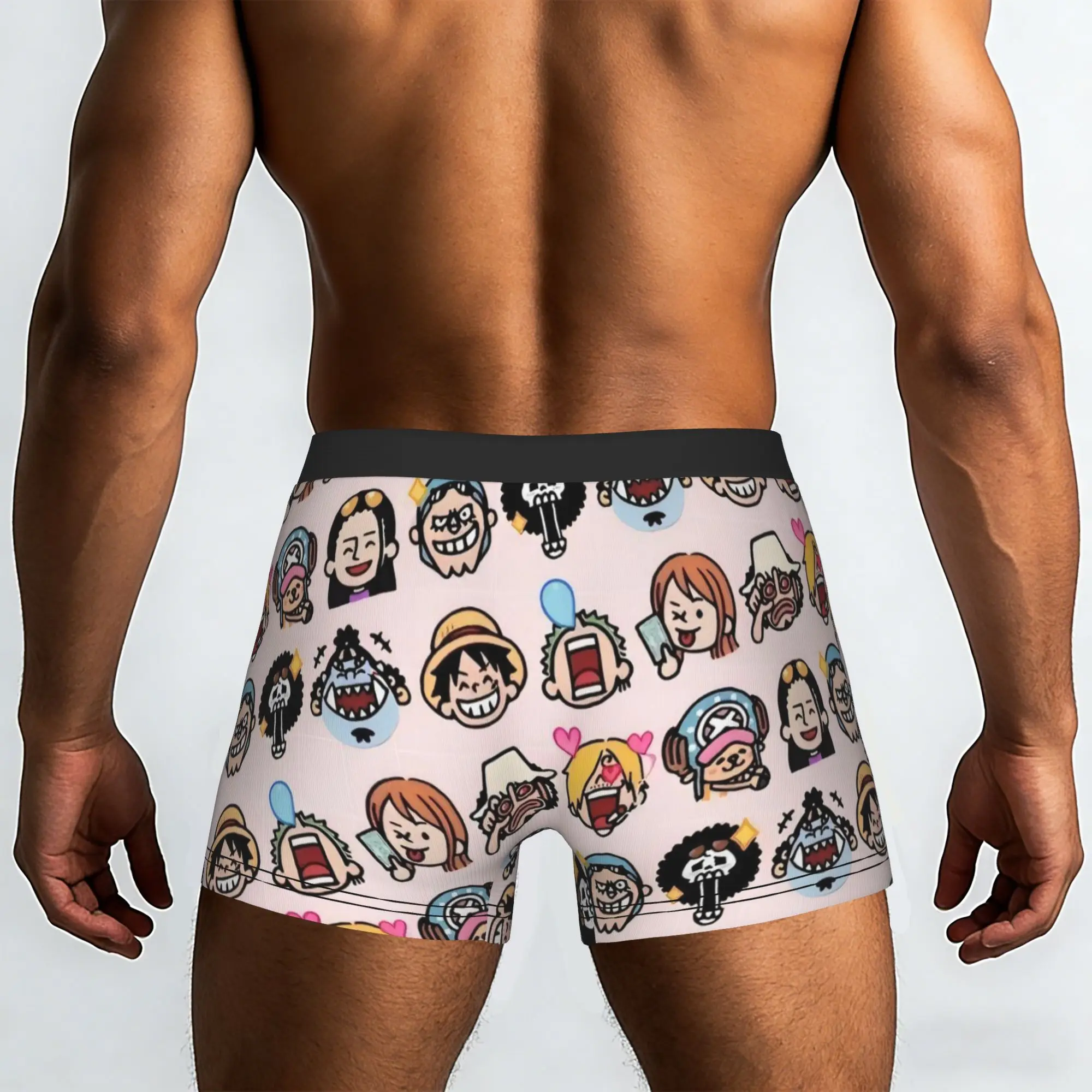 Straw Hat Pirates emojis One Piece Underpants Breathbale Panties Man Underwear Print Shorts Boxer Briefs
