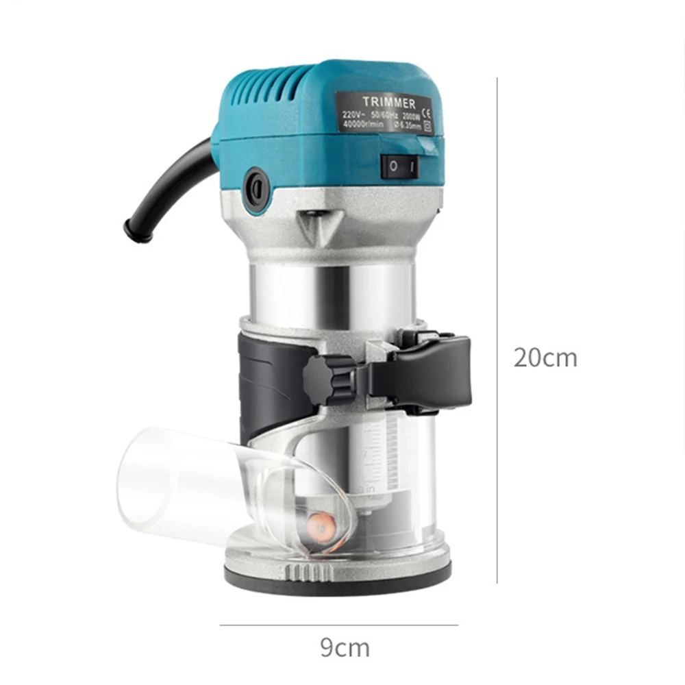 Recortadora eléctrica de madera, fresadora manual de 2000W, 220V, 40000RPM, herramientas de bricolaje para el hogar