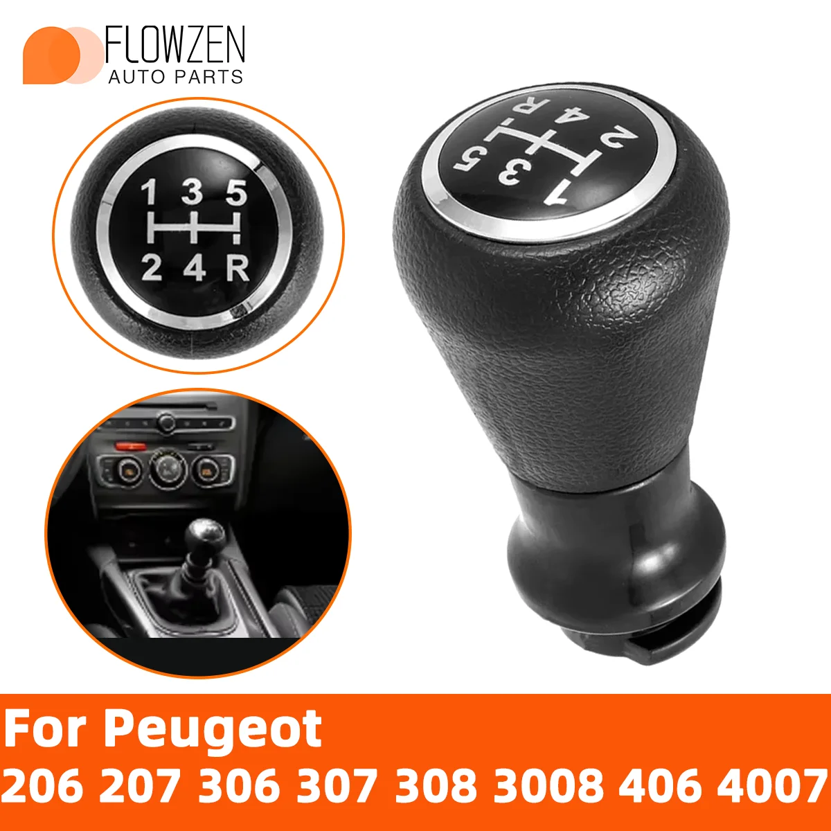 1PC 5-Speed Shift Lever Transmission Knob Head For Peugeot 206 207 306 307 308 3008 406 4007 Shift Lever Handball Car Parts