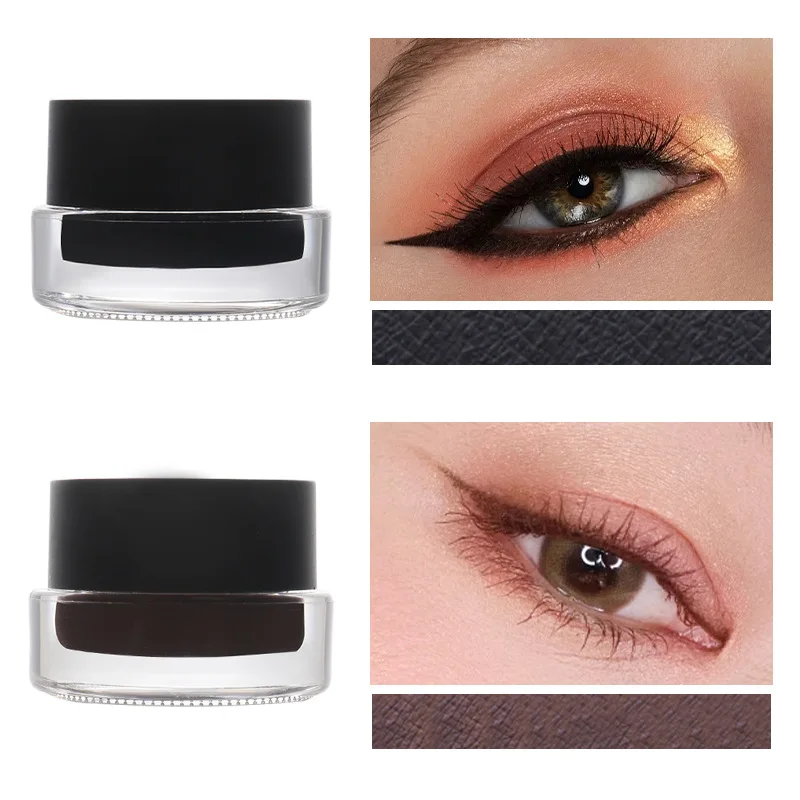 2Pcs Set Eyeliner Pen Bicolor Two Bottles Sweatproof Waterproof Not Easy Apply Suit Beginner Eyeliner Cream