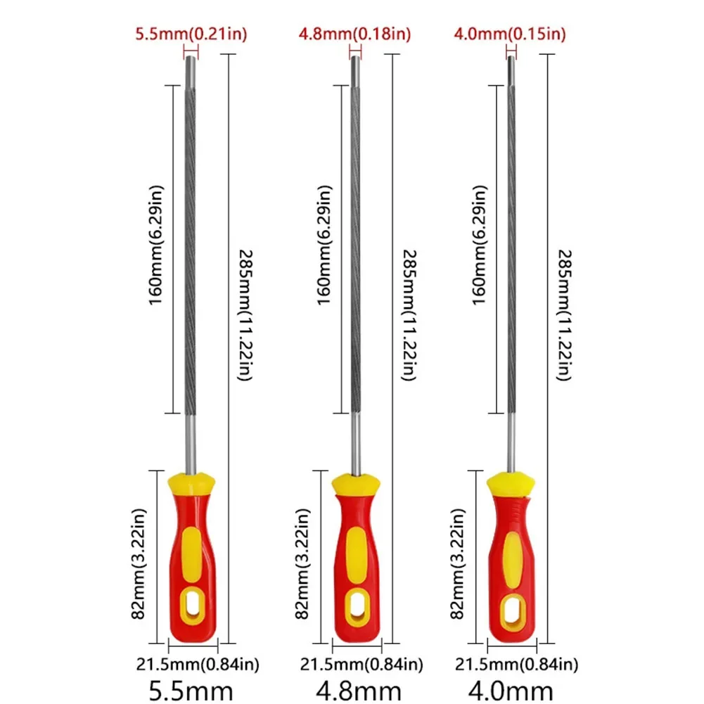 3pc Round High Carbon Steel Sharpening Chainsaw Saw Chain Files Sharpener For Woodwork Chainsaw File Hand Tool 4.0mm 4.8mm 5.5mm