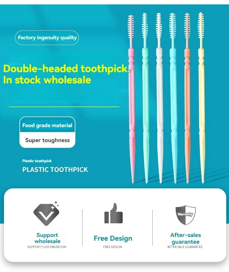 Zahnstocher Pinsel 100/200PCs Boxed Kunststoff Zahnstocher Einweg Haushalt Interdentalbürste Zähne Picking Zahnseide – Detail 1