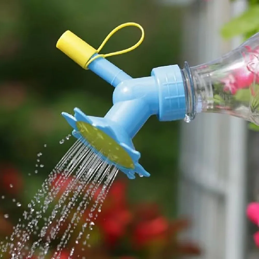 DIY 2 In 1 Bottle Cap Sprinker Plastic Double Head Watering Nozzle Automatic Watering Flower Waterers Seedling Plant