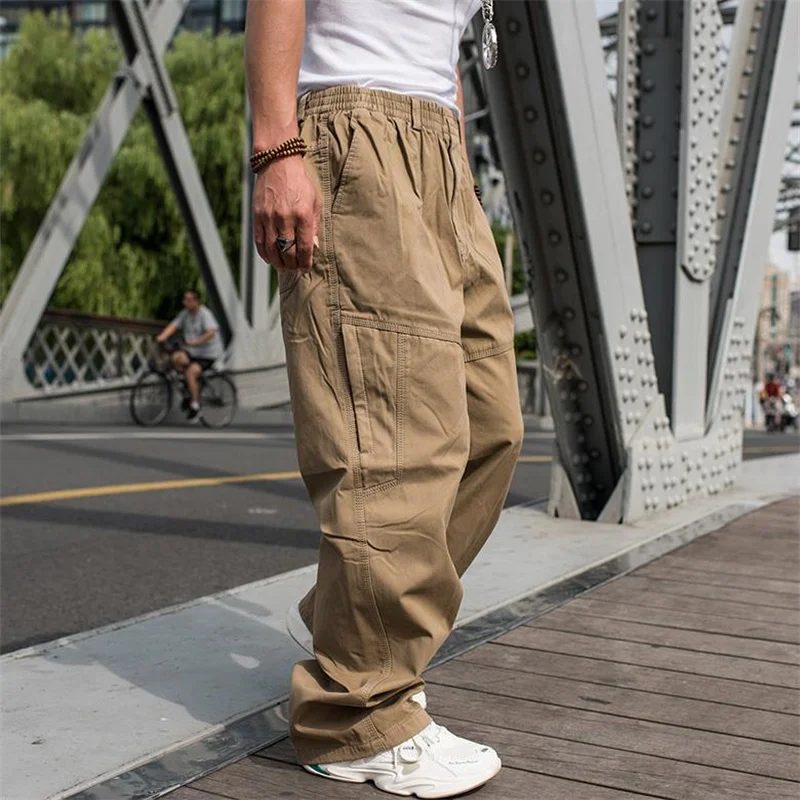 Loose Baggy Casual Pants Men More Pocket Cargo Pants Hiphop Harem Pants Straight Trousers Man Clothing