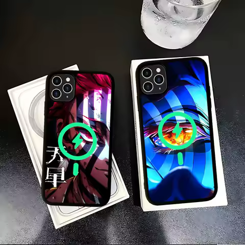 D-Demon Akaza S-Slayer Magnetic Wireless Phone Case For iPhone 17 16 15 14 Plus 13 12 11 Pro Max
