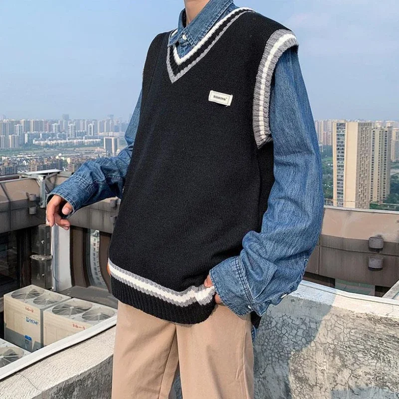 

Men's Clothing Icon Coat Green Jacket Striped Knit Sweater Male Vest Sleeveless Waistcoat Korean Style Fashion Cheap Order 2024