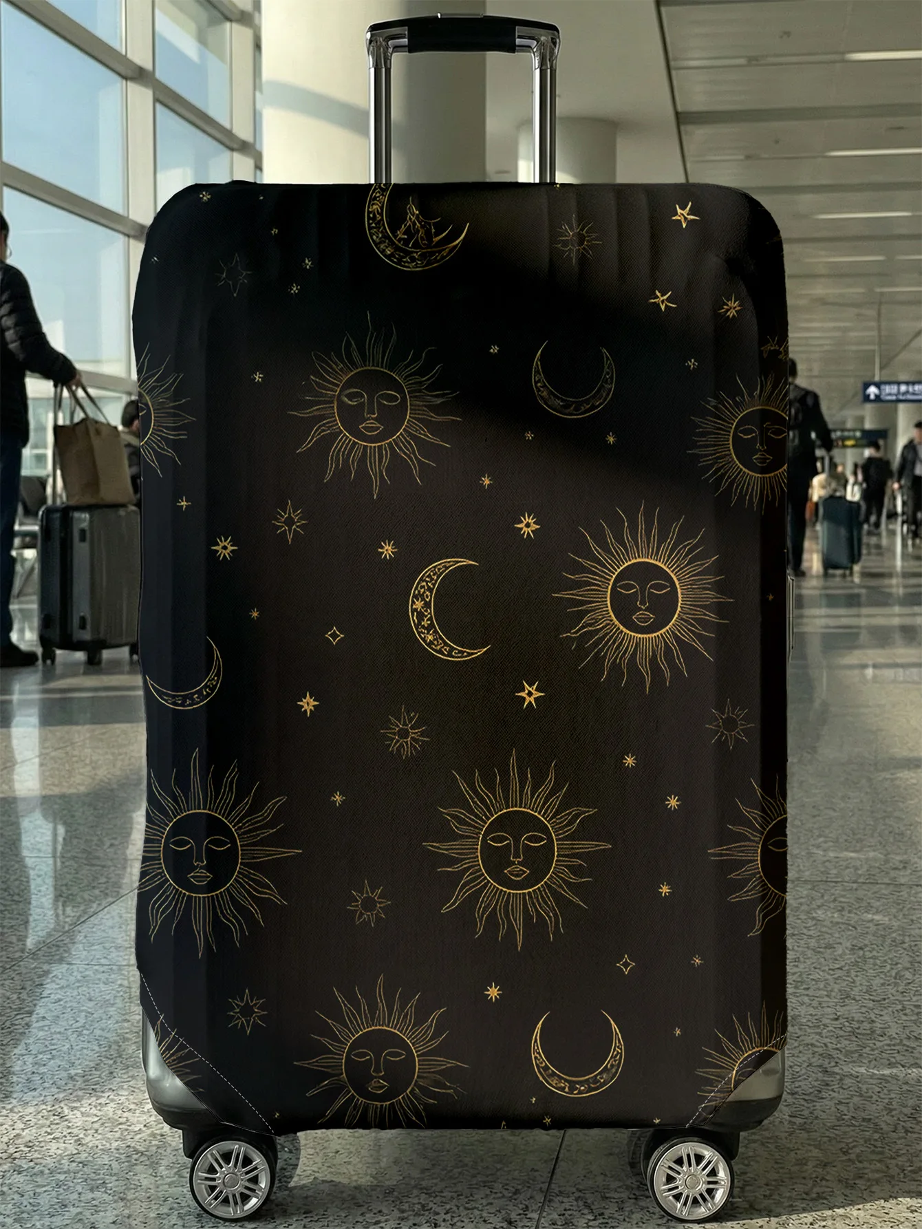

Защитный чехол для багажа с принтом Golden Sun Moon Star, подходит для чехлов для багажа размером 18-32 дюйма, перчаток для ручки багажа, путешествий.