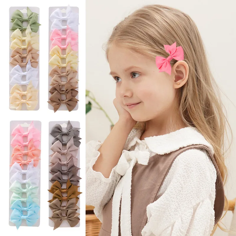 10 Teile/satz Einfarbig Haar Bögen Haar Clips für Mädchen Handgemachte Mini Bowknot Haarnadel Barrettes Kinder Headwear Haar Zubehör Geschenk