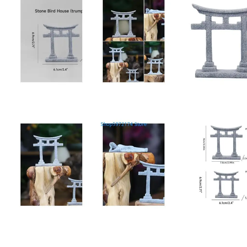 Y3NB Japanese Torii Gate Fish Tanks Decorations for Aquariums Statue Bridge Ornament