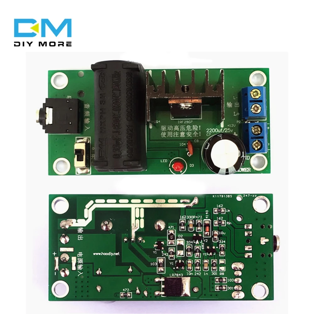 Kit de módulo de bobina ZVS Tesla, amplificador de alto voltaje, generador de música de Plasma, temperatura de arco, altavoz Borad DC 12V 5A 60w, 1 juego