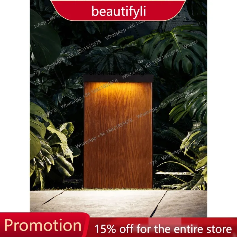 

s51 Outdoor solar lawn light waterproof courtyard aisle light outdoor modern simple villa garden wood grain grass light