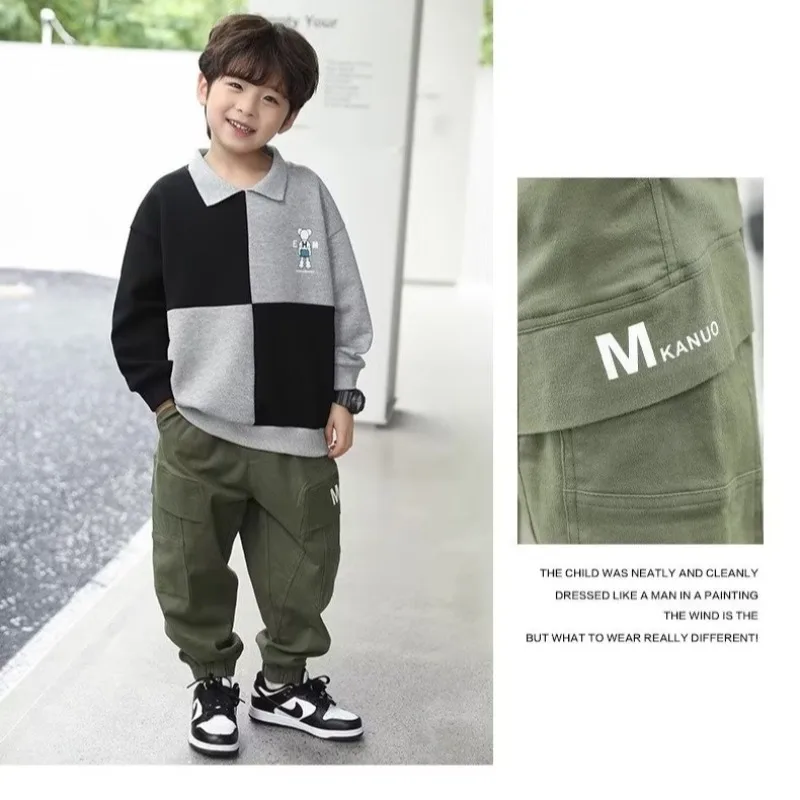 Spring & Autumn Boys Pants 2023 New Children Cargo Pants Sport Casual Pants Teenage Fashion Versatile Pockets Cargo Pants