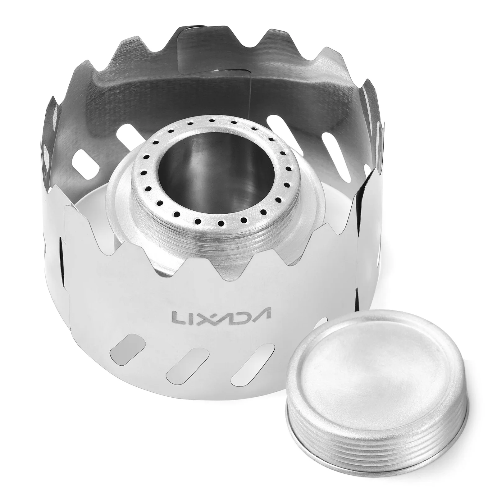 Estufa de Camping de 100ml, quemador de Alcohol de aluminio con parabrisas pequeño de acero inoxidable, estufa de campamento para acampar, senderismo, supervivencia