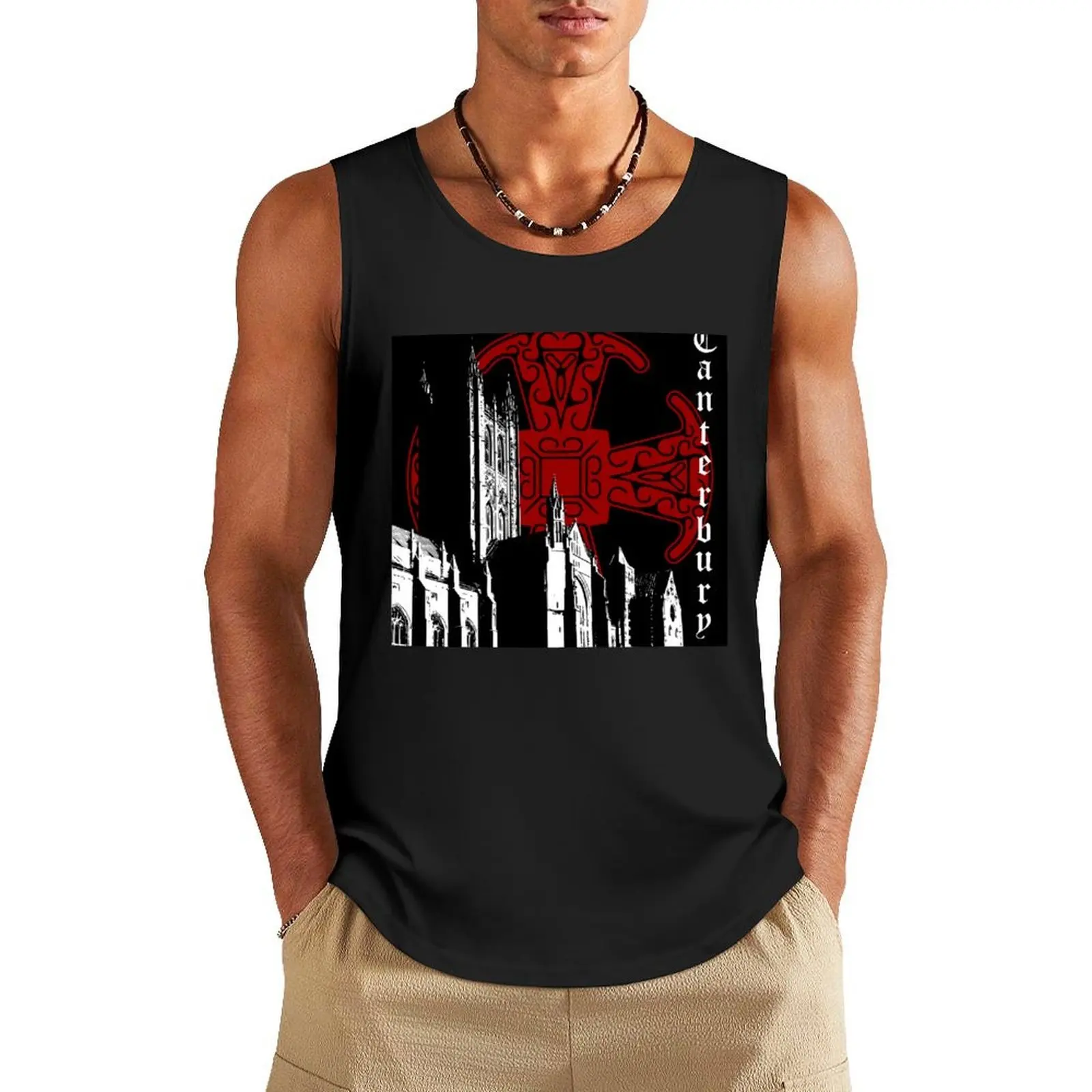 

Canterbury Cathedral, Kent, England Tank Top male top T-shirt Men's gym sleeveless gym shirt man fitness gym clothes man fitness