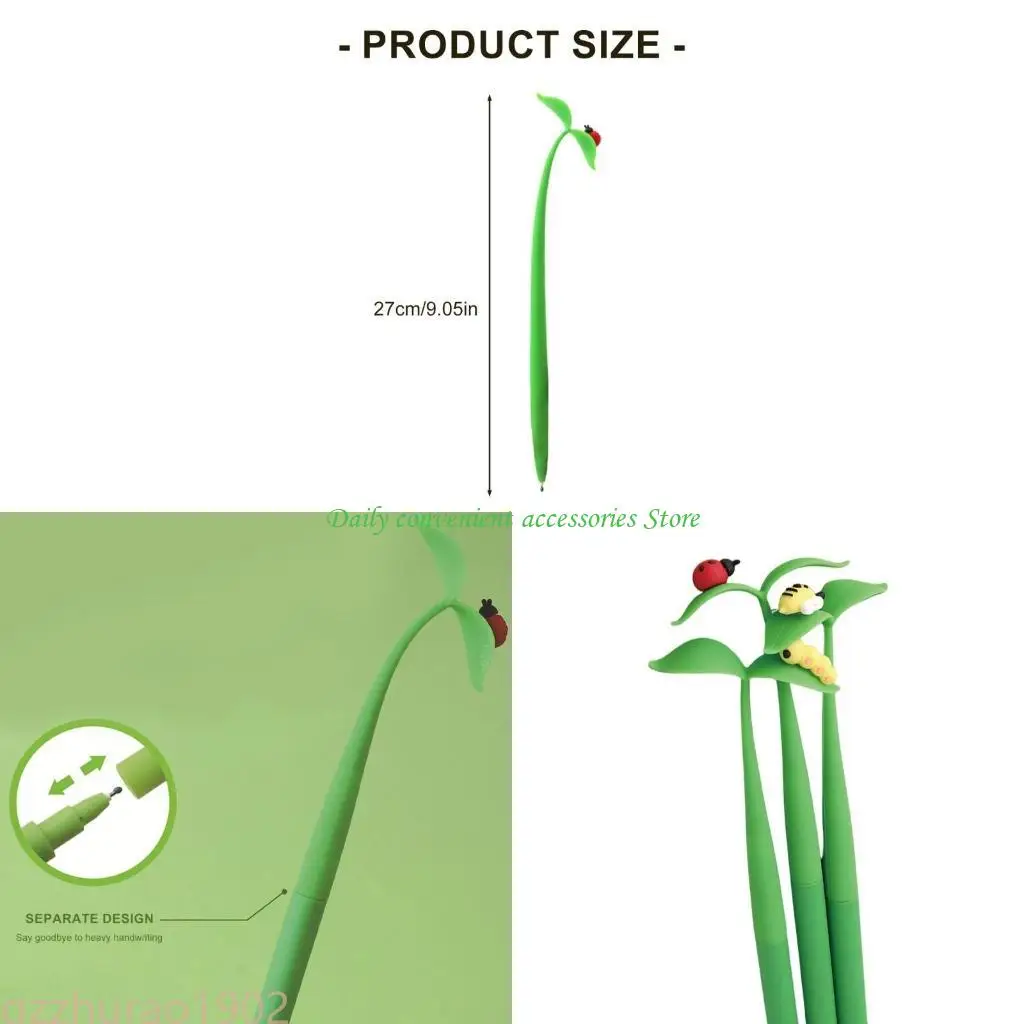 

97QB 3 Pieces 0.5mm Gel Pen Cartoon Insect Neutral Pen Swing Gel Pen Creative Silicone Gift Pen School Supplies