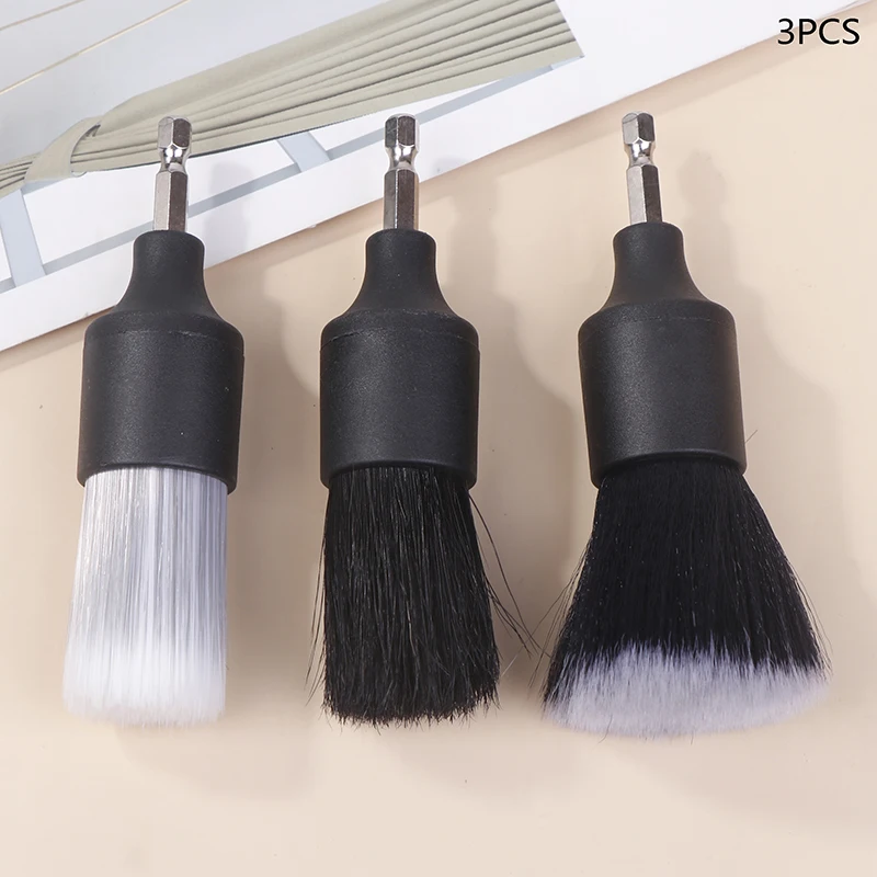 ★▲3 PCS New Car Detail Brush Electric Drill Brush Boar Bristle Brush Car Interior Cleaning Crevice Brush