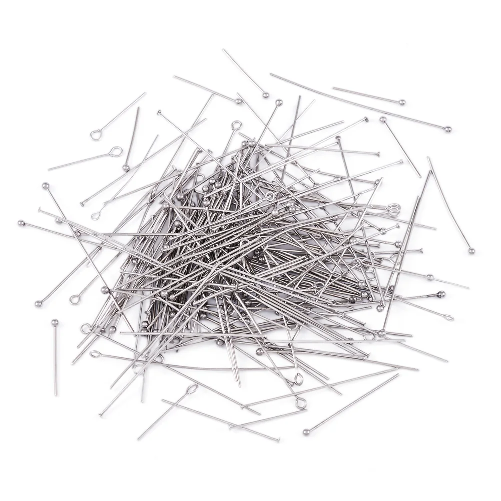 600Pcs 304 Stainless Steel Ball Head Pins & Flat Head Pins & Eye Pins Ball Head Pin For DIY Jewelry Making