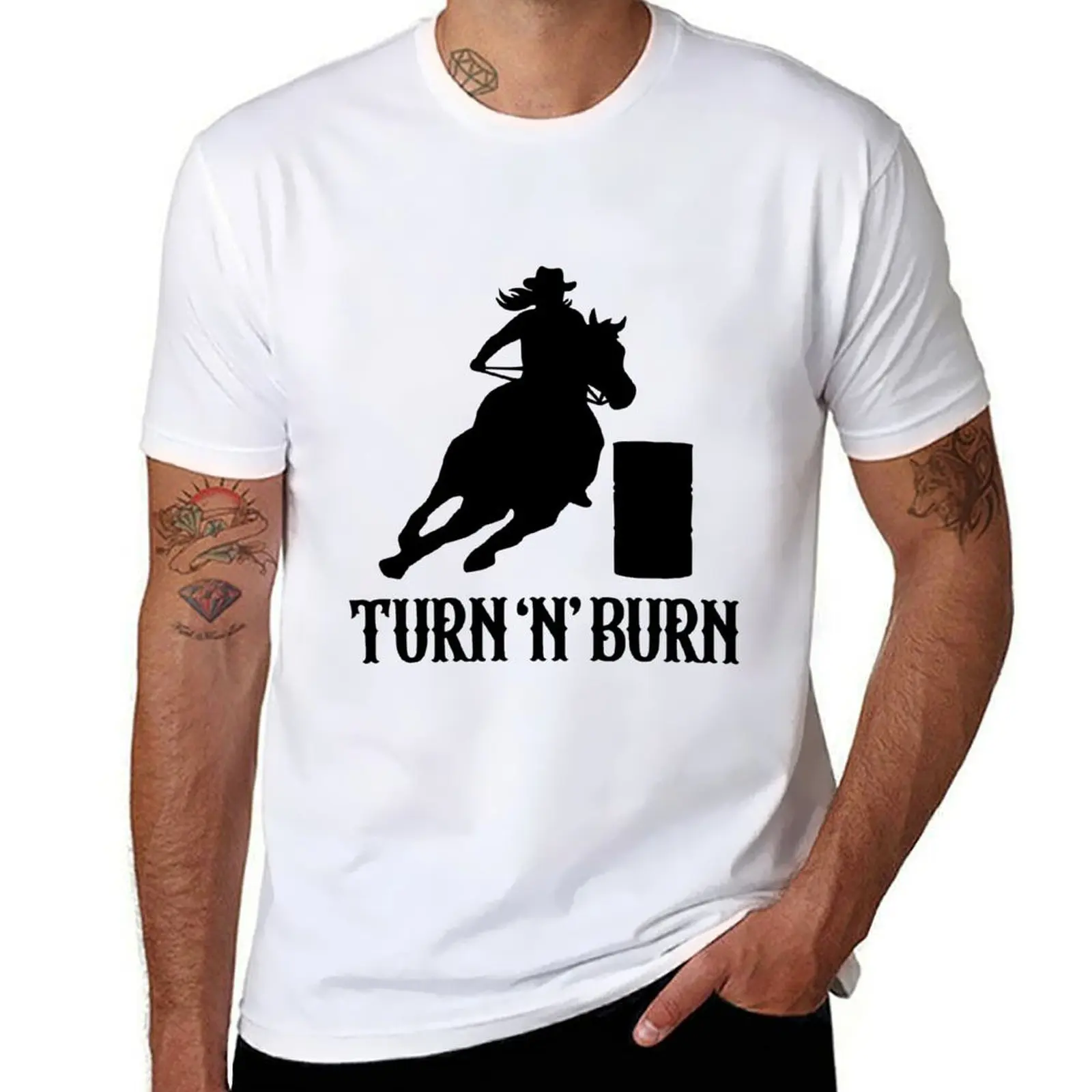 

Turn and Burn Barrel Racing T-Shirt t shirt personalised cotton t shirts high quality T-Shirt