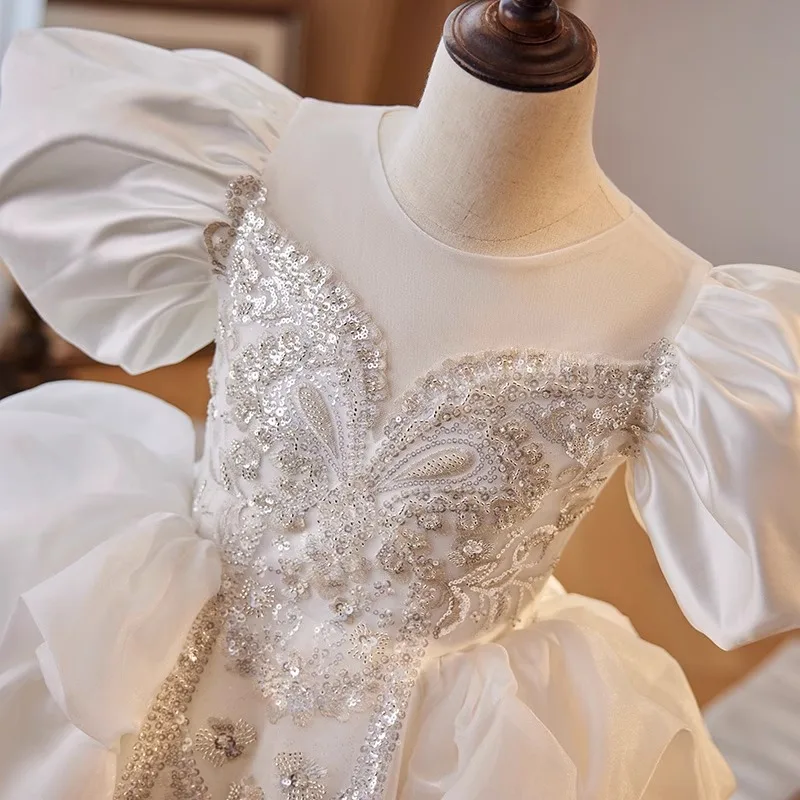 

Платье принцессы для девочек, элитное элегантное детское свадебное платье, летнее платье с цветочным узором для девочек на день рождения, фортепиано