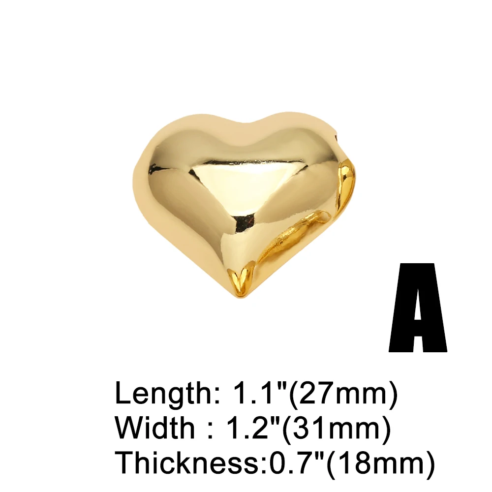 OCESRIO Gold Color Big Polish Bubble Heart Pendant for Necklaces Copper Gold Plated Jewelry Making Component Handmade pdtb553