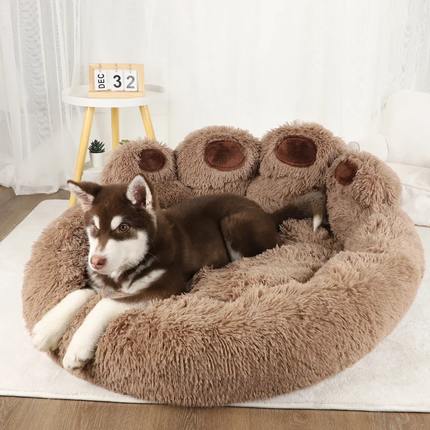 

Fluffy Dog Bed Winter Warm Large Pet Products Small Sofa Baskets Pets Kennel Mat Puppy Cats Supplies Basket Blanket Accessories