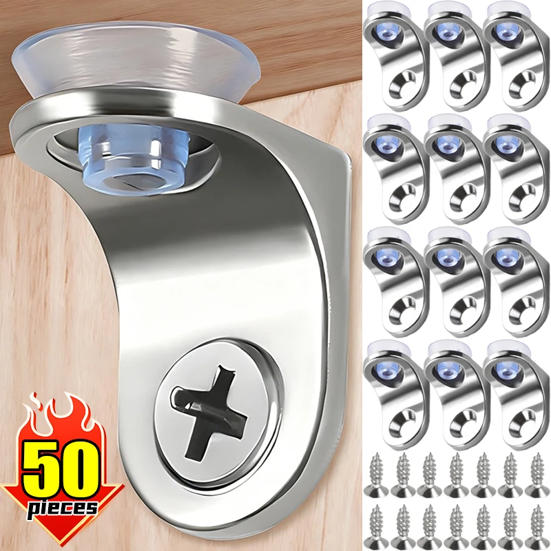Cabinet Wardrobe Glass Shelf Support Pegs Stainless Steel Anti-slip Silicone Suction Layer Bracket with Screw Furniture Hardware