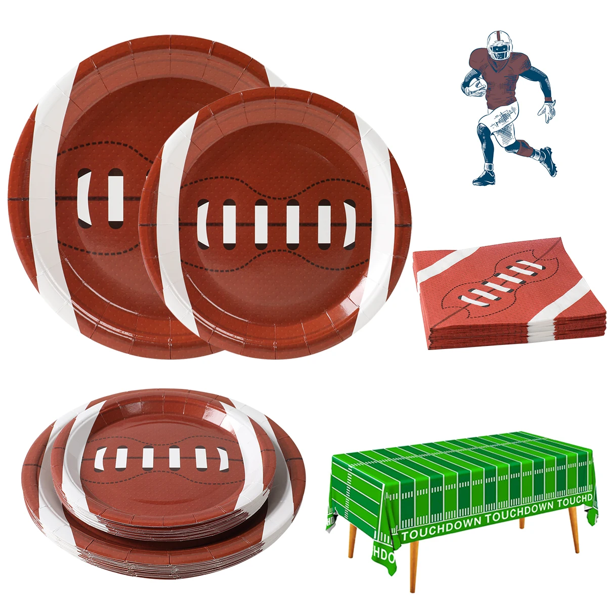 Rugby Themed American Football Disposable Tableware Supplies Boy Baby Shower Birthday Party Decor Sports Male Single Party Decor