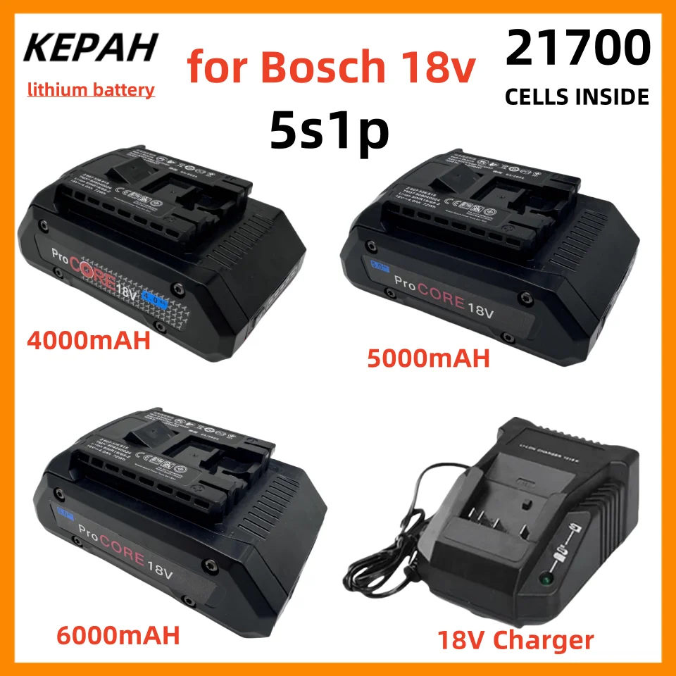 

For Bosch 18V 21700 cordless tools BAT609 BAT618 GBA18V high power 5C power cell 18V 5S1P 4AH-6.0AH ProCORE replacement battery