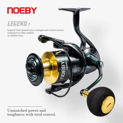 Noeby-Molinello da pesca con filatura in alluminio, attrezzatura in lega di zinco, bobina da mare, resistenza massima 18-25 kg, serie 3000, 4000, 5000, 6000, rapporto 5.2:1