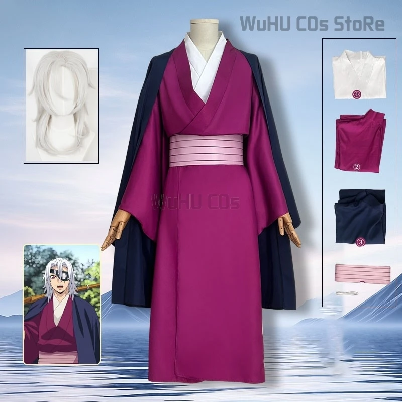 Anime Demon Cosplay Slayer Uzui Tengen Cosplay Costume Kimono Cape Blindfold Men Uniform Halloween Christmas Party Clothes