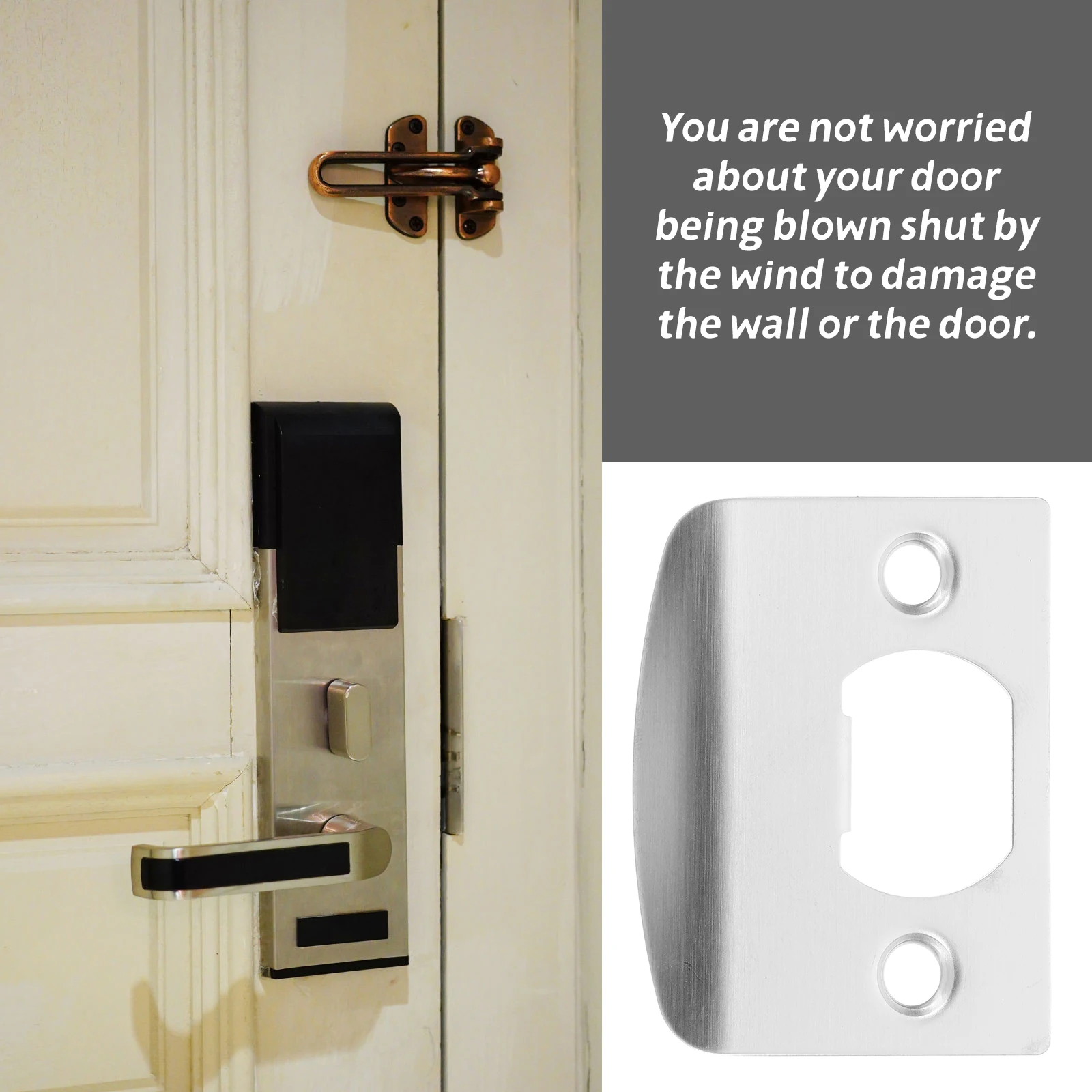 

8pcs Metal Strike Durable Reinforcement Plate For Front Door Deadbolt Cover Hole Filler Latch Plate Covers Wooden Doors